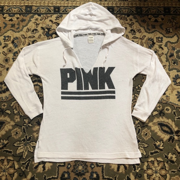 PINK Victoria's Secret Tops - VS PINK White V Neck Thin Sweatshirt size Small
